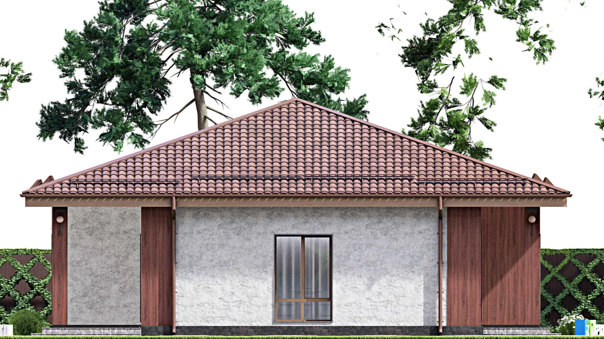 F-14417 - Проект одноэтажного дома 14 на 15, площадью 160 м² с террасой и 3 спальнями