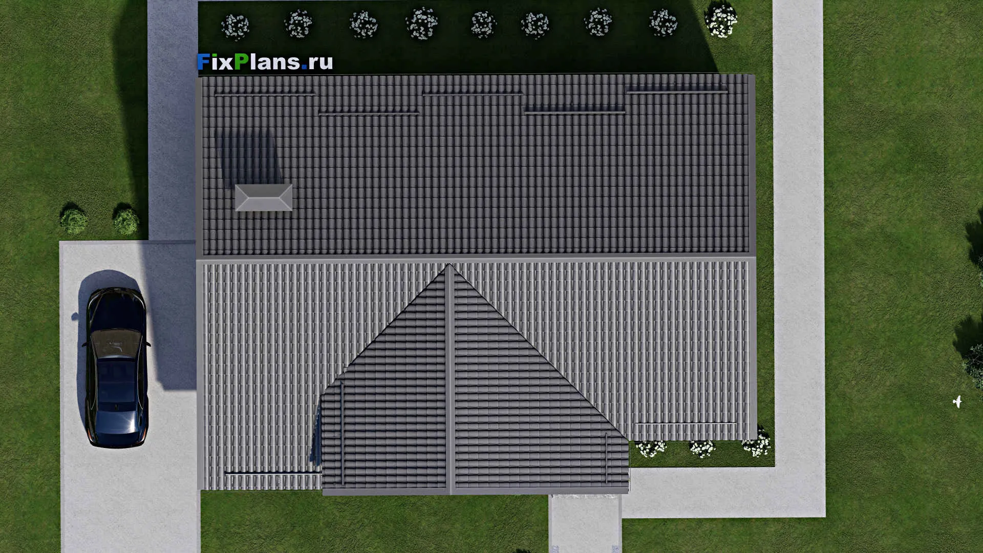 F-3140 - Проект одноэтажного дома 11 на 16, площадью 130 м² с террасой и 3 спальнями