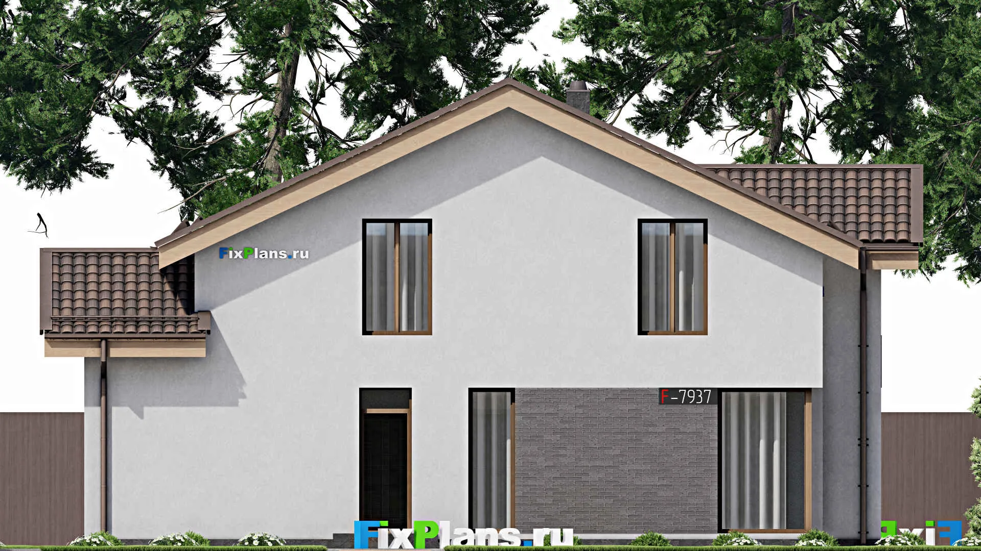F-7937 - Проект дома с мансардой 11 на 14, площадью 180 м² с террасой и 5 спальнями