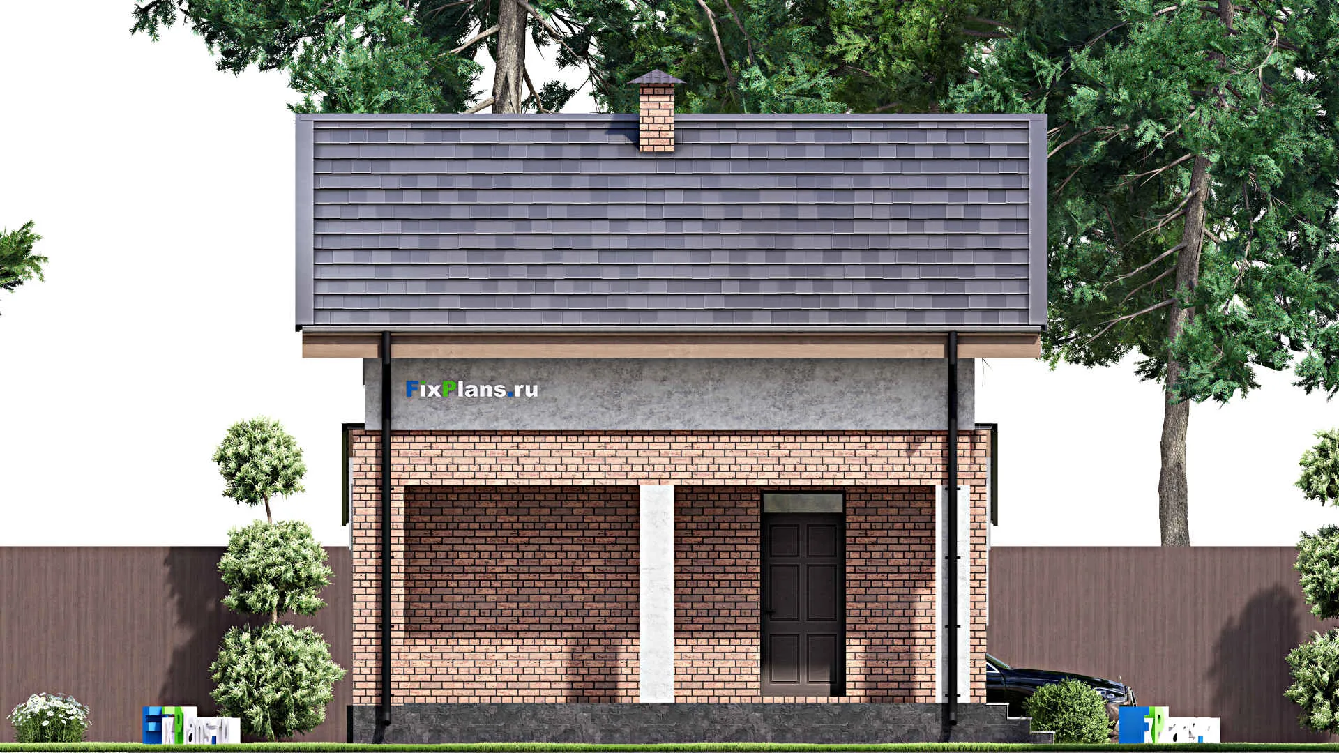 F-14642 - Проект бани 8 на 11, площадью 70 м² с комнатой отдыха, мансардой, санузлом и 2 спальнями