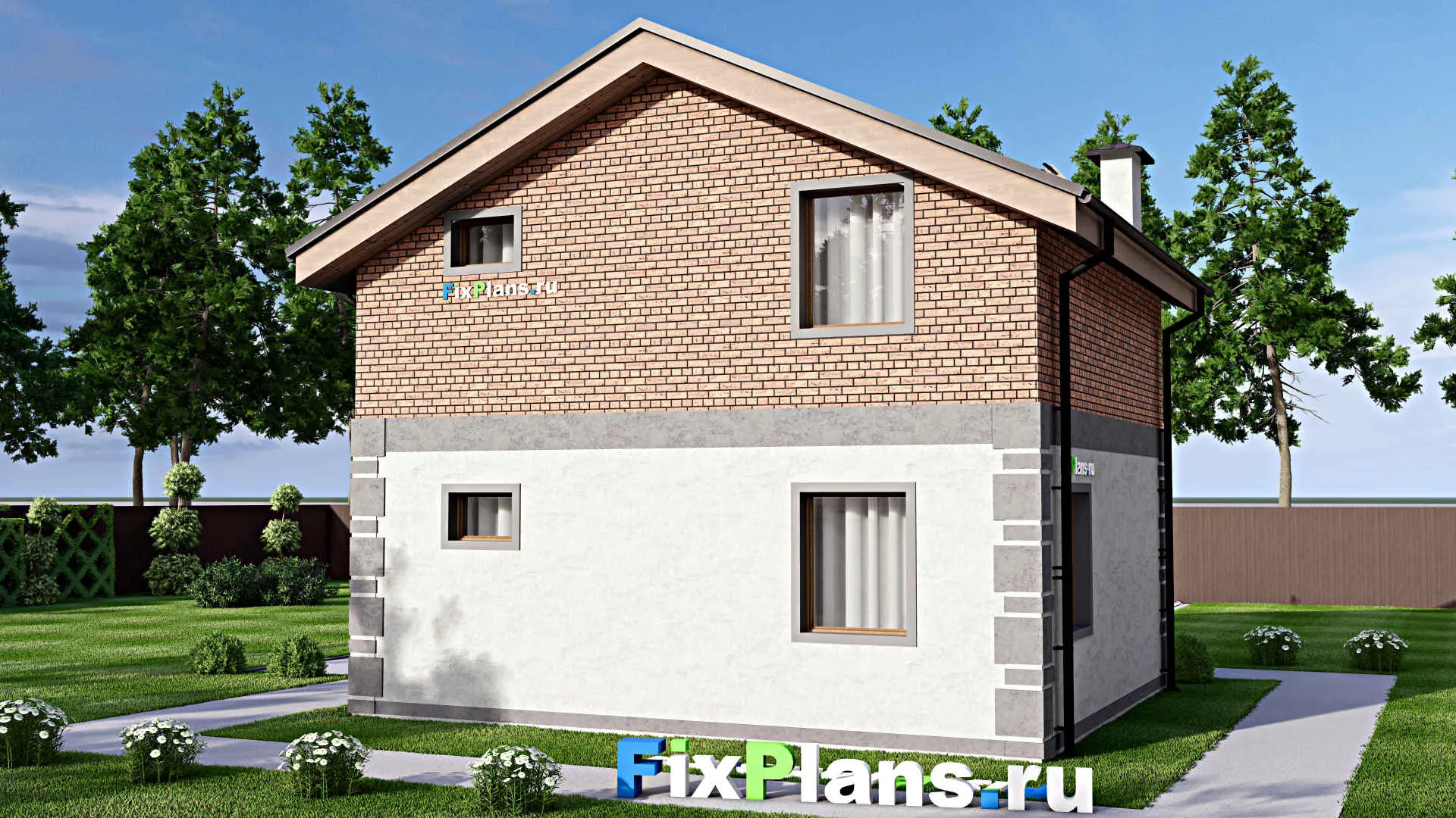 F-9899 - Проект дома с мансардой 9 на 9, площадью 90 м² с 4 спальнями