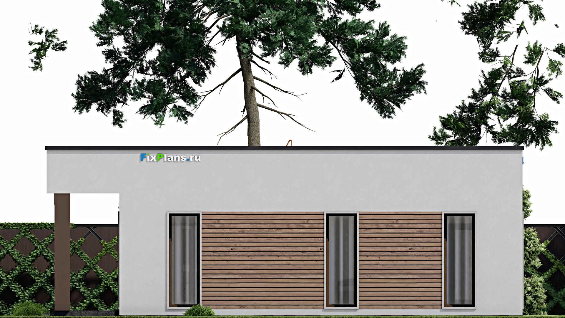 F-8882 - Проект одноэтажного дома 12 на 14, площадью 140 м² с террасой и 2 спальнями