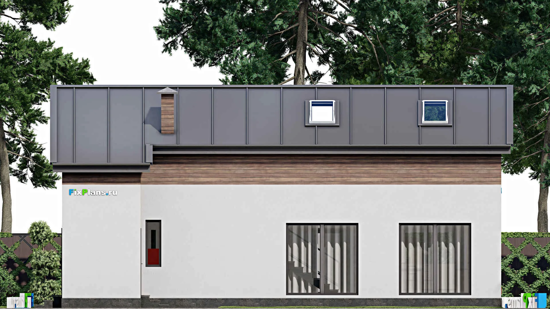 F-3959 - Проект дома с мансардой 14 на 17, площадью 190 м² с баней, бассейном и 1 спальнями