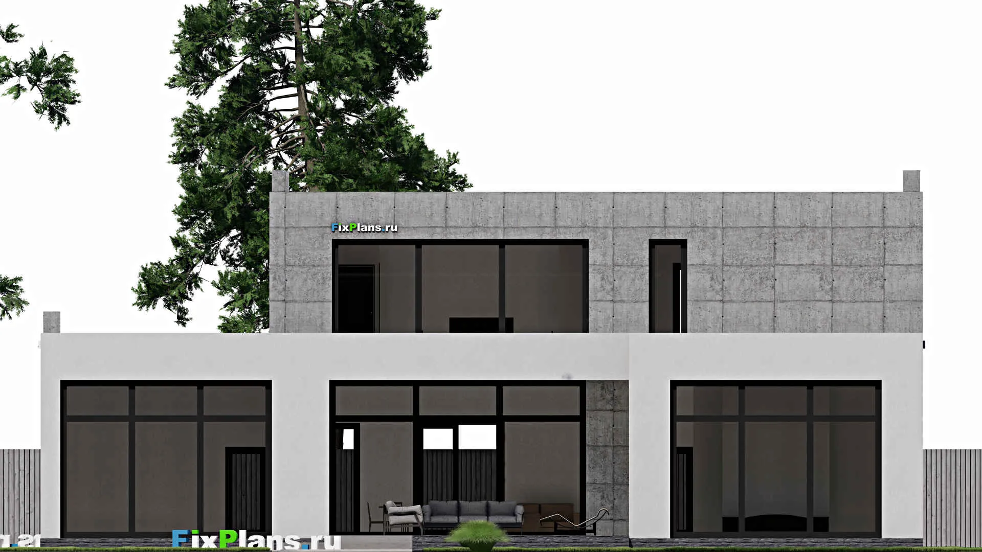 F-0359 - Проект двухэтажного дома 19 на 21, площадью 550 м² с террасой, балконом, баней, бассейном, спортзалом и 4 спальнями