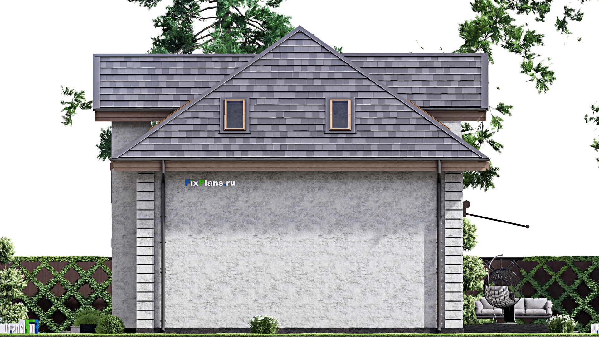 F-14426 - Проект дома с мансардой 12 на 15, площадью 200 м² с террасой и 4 спальнями