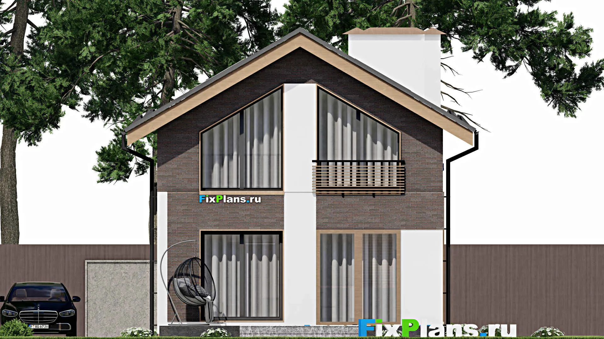 F-7721 - Проект дома с мансардой 7 на 14, площадью 160 м² с террасой и 3 спальнями