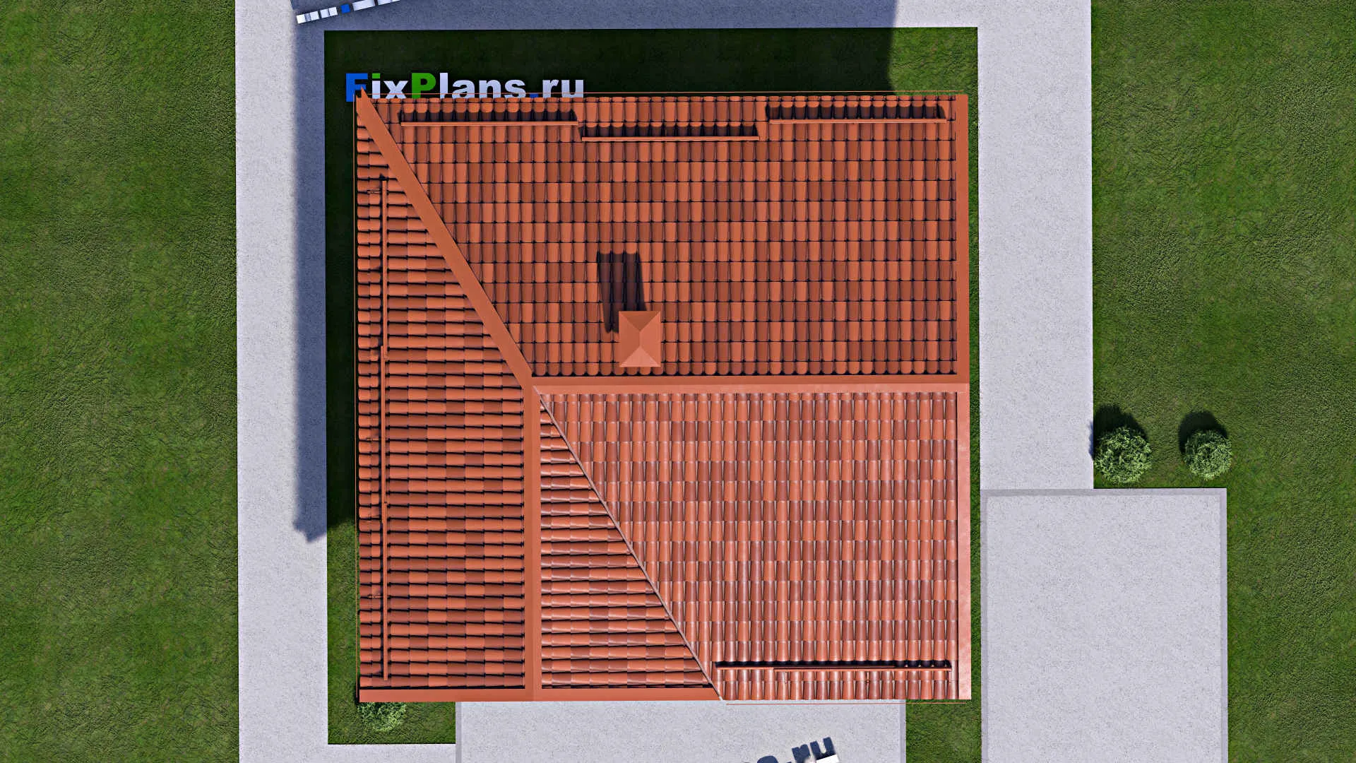 F-12959 - Проект одноэтажного дома 9 на 9, площадью 60 м² с террасой и 2 спальнями