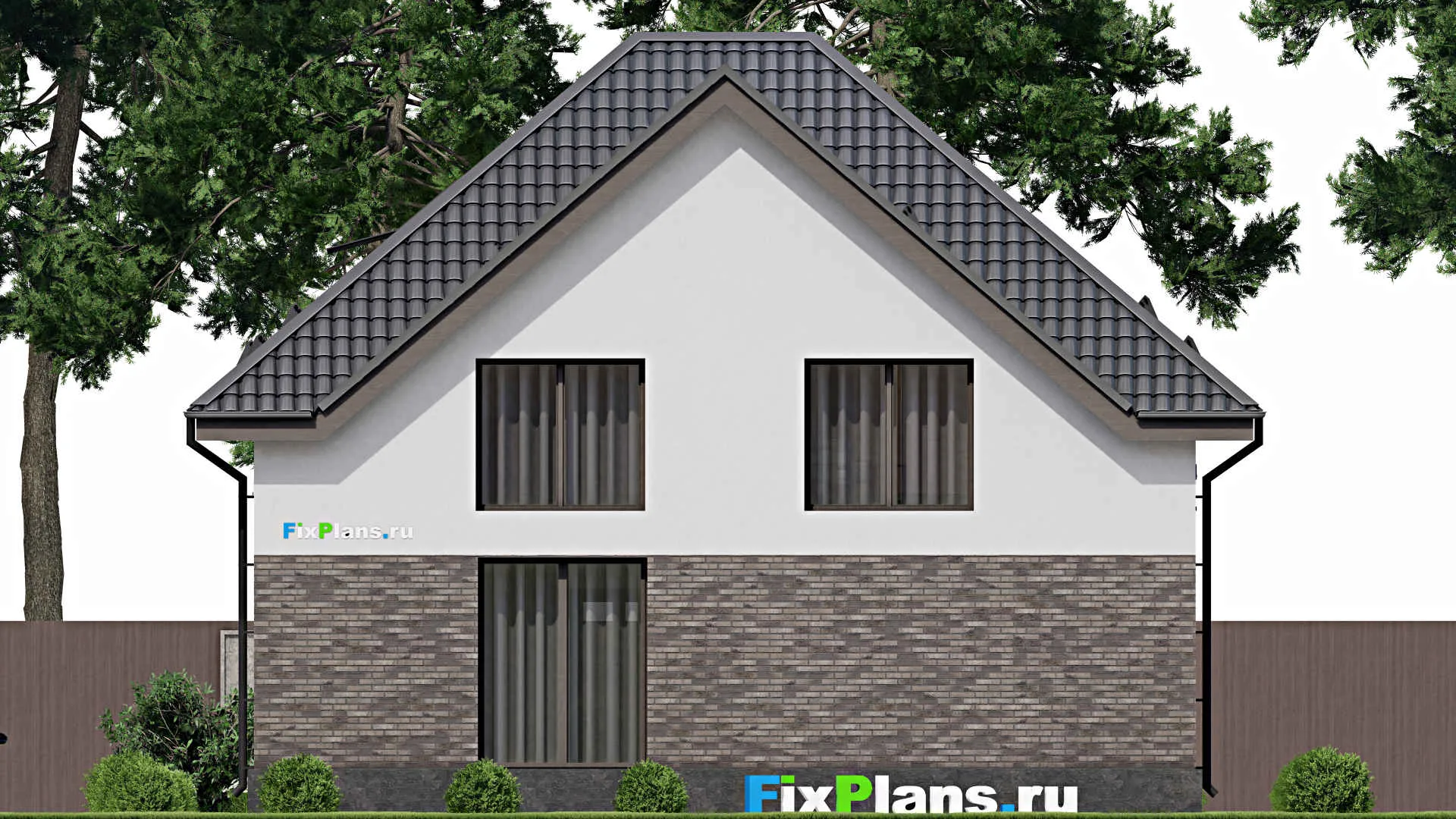 F-2015 - Проект дома с мансардой 11 на 12, площадью 180 м² с террасой и 4 спальнями