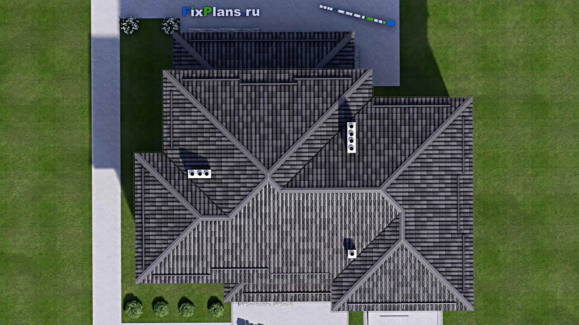 F-13733 - Проект двухэтажного дома 14 на 16, площадью 260 м² с террасой, гаражом на 1 машину и 4 спальнями