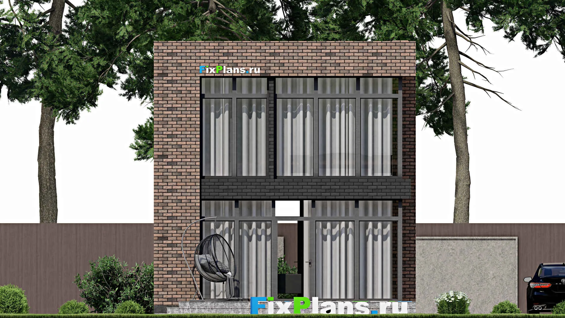 F-2366 - Проект двухэтажного дома 7 на 10, площадью 100 м² с террасой и 3 спальнями
