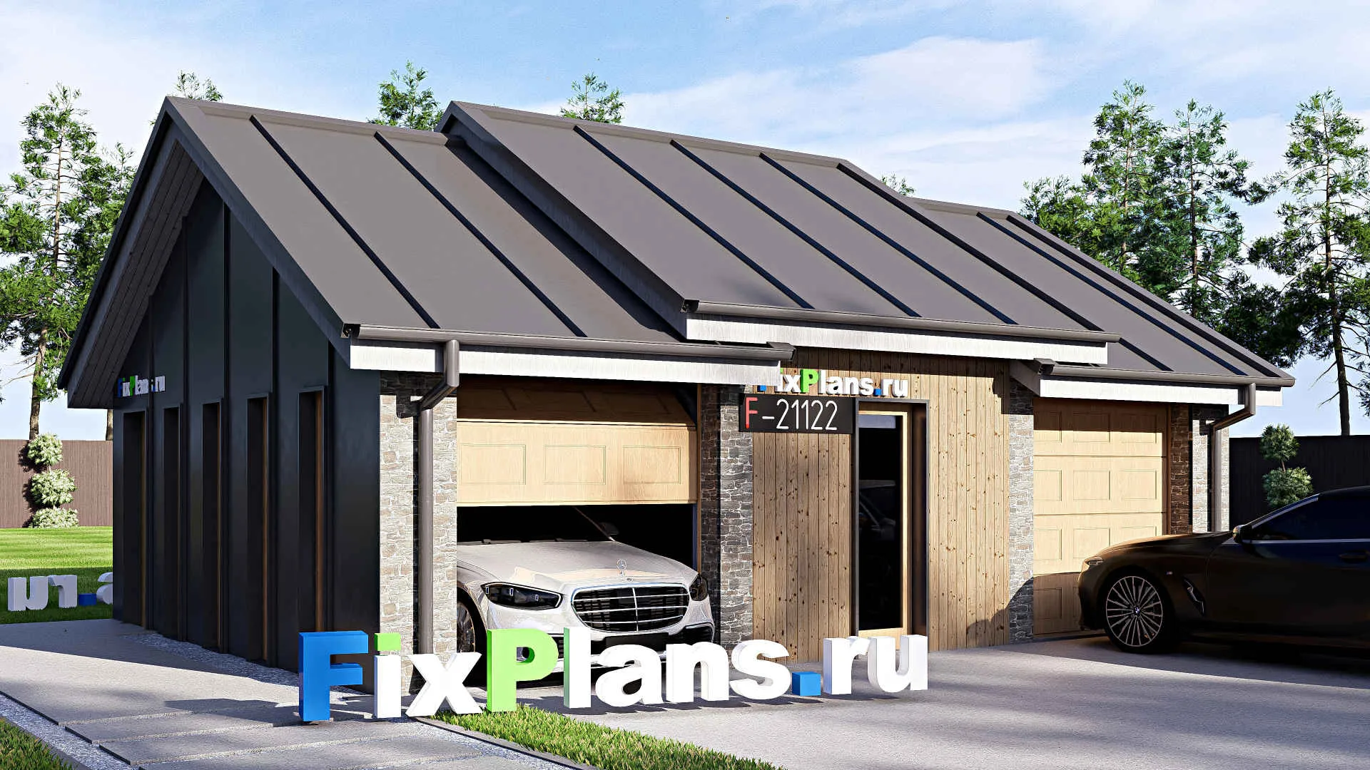 F-21122 - Проект гаража 7 на 9, площадью 50 м² на 2 машиноместа
