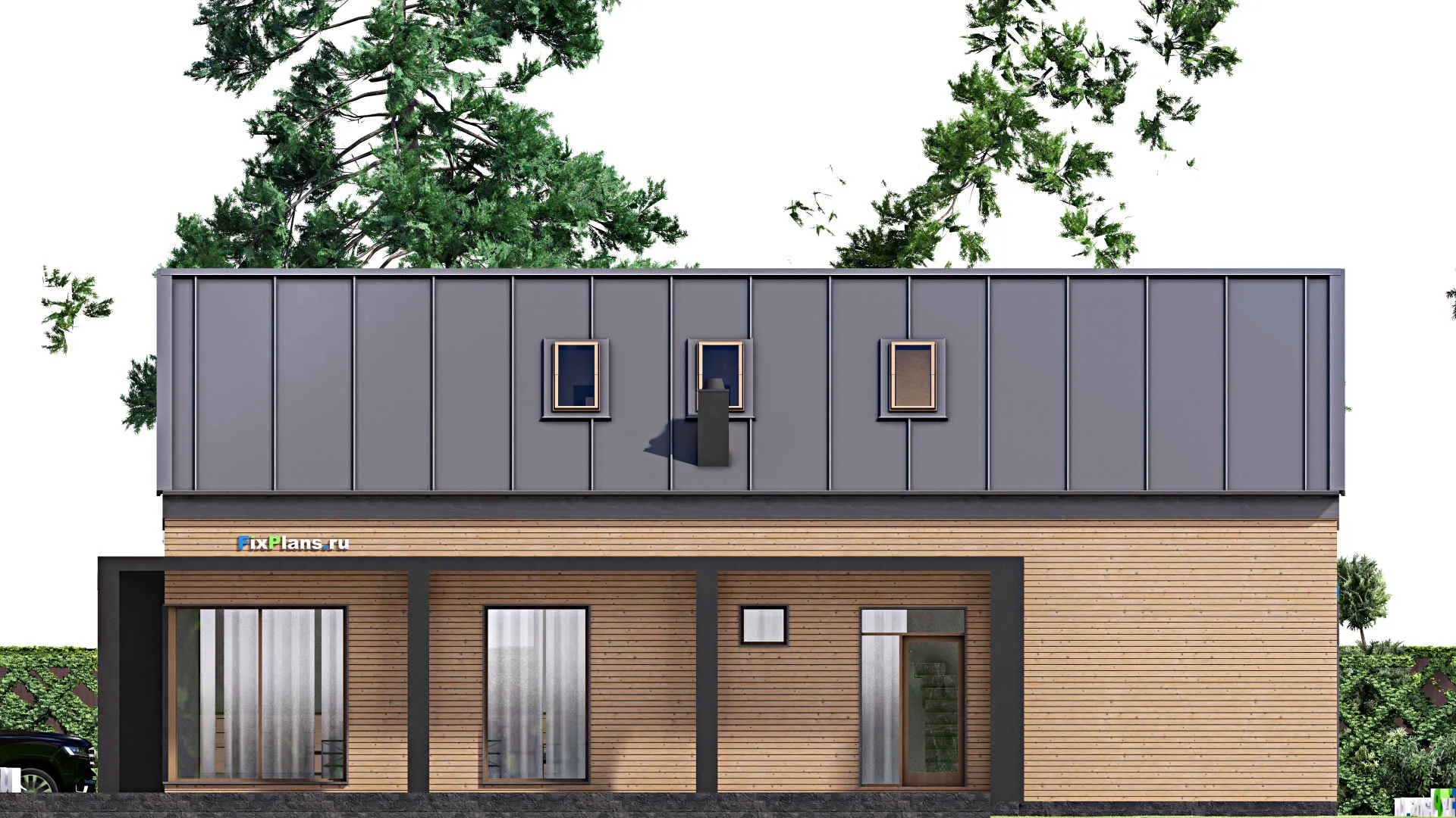 F-16748 - Проект дома с мансардой 10 на 21, площадью 250 м² с террасой и 3 спальнями