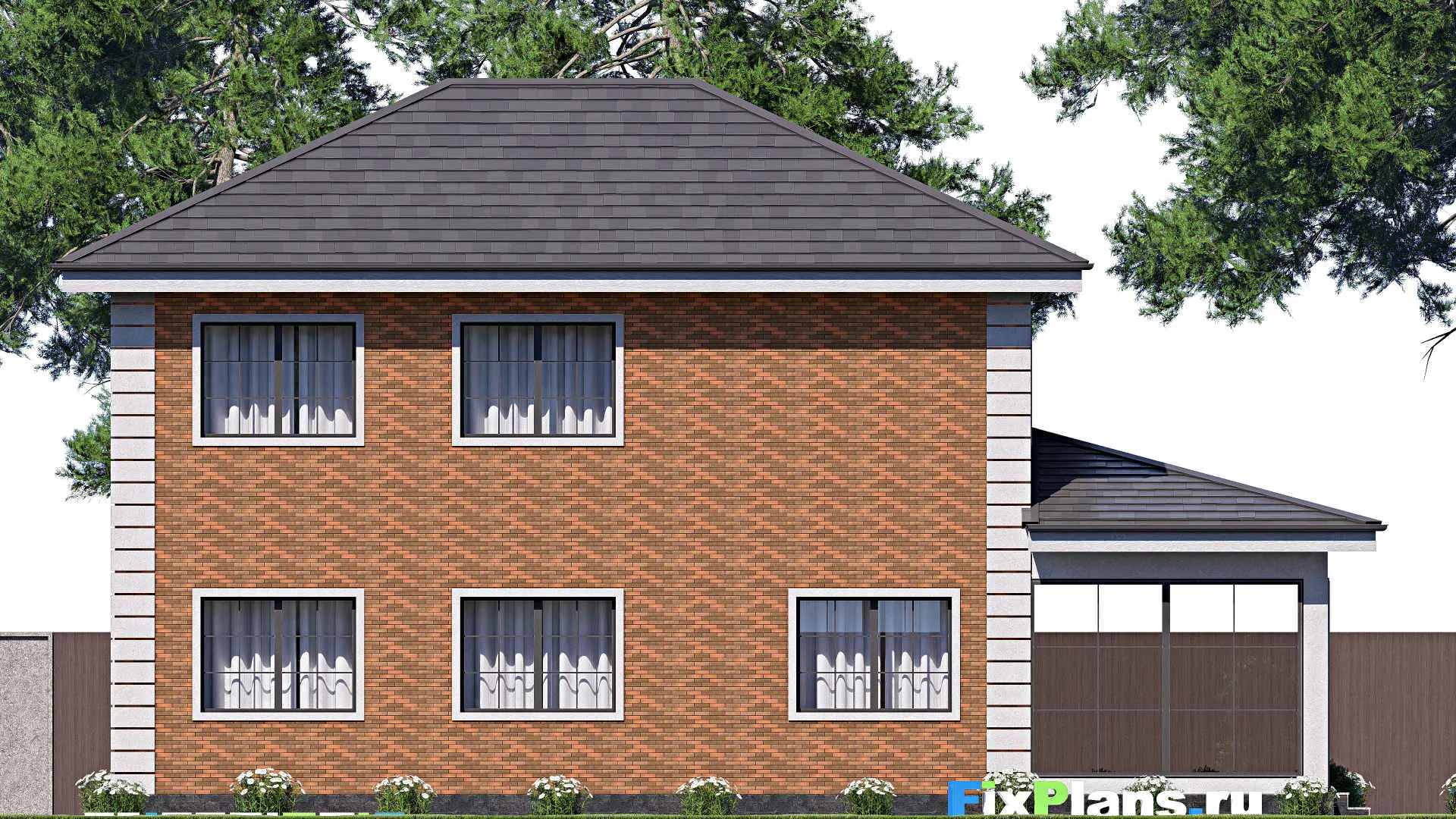 F-19214 - Проект двухэтажного дома 9 на 16, площадью 170 м² с террасой и 4 спальнями