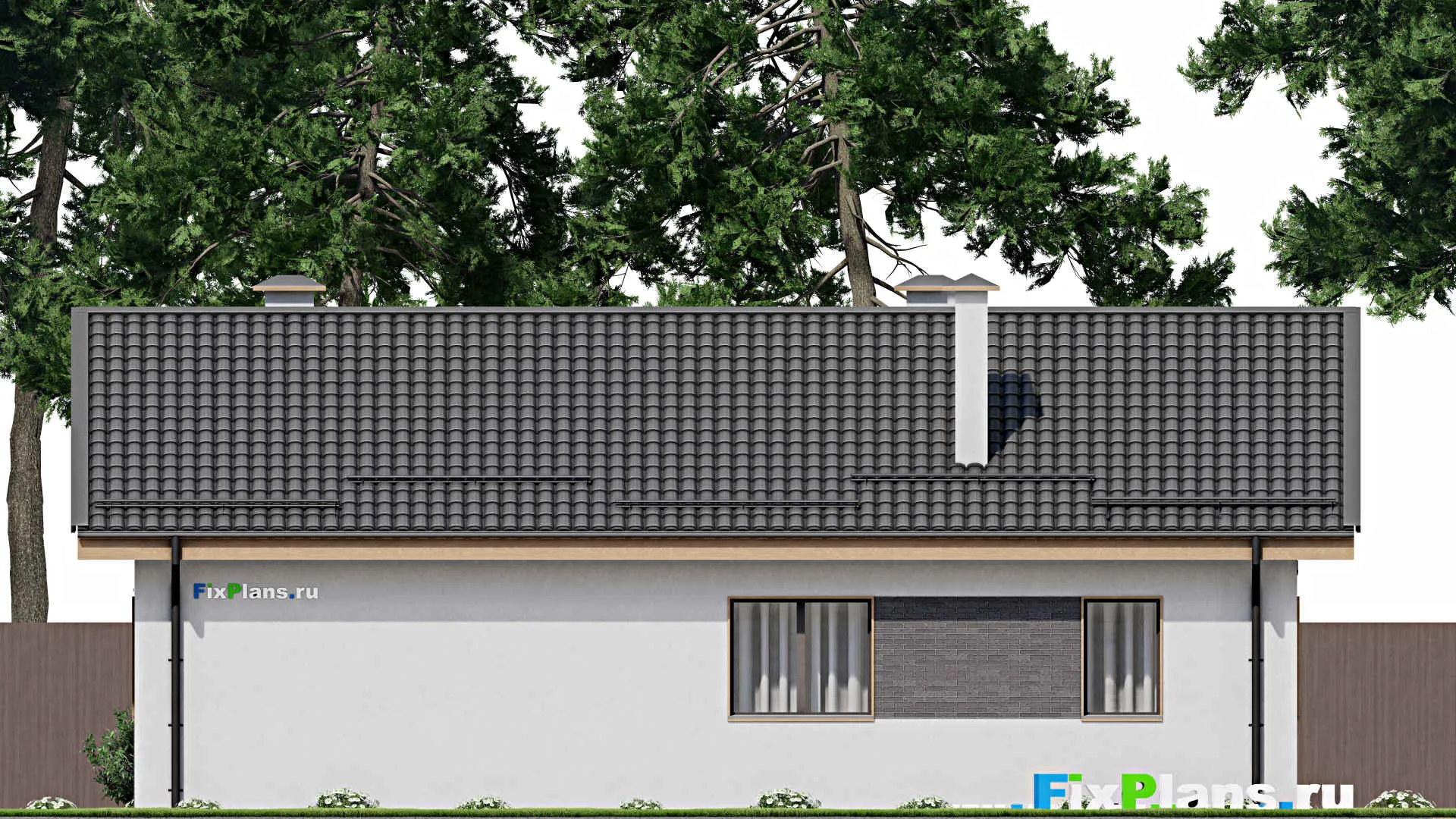 F-3905 - Проект одноэтажного дома 10 на 15, площадью 120 м² с гаражом на 1 машину и 1 спальнями