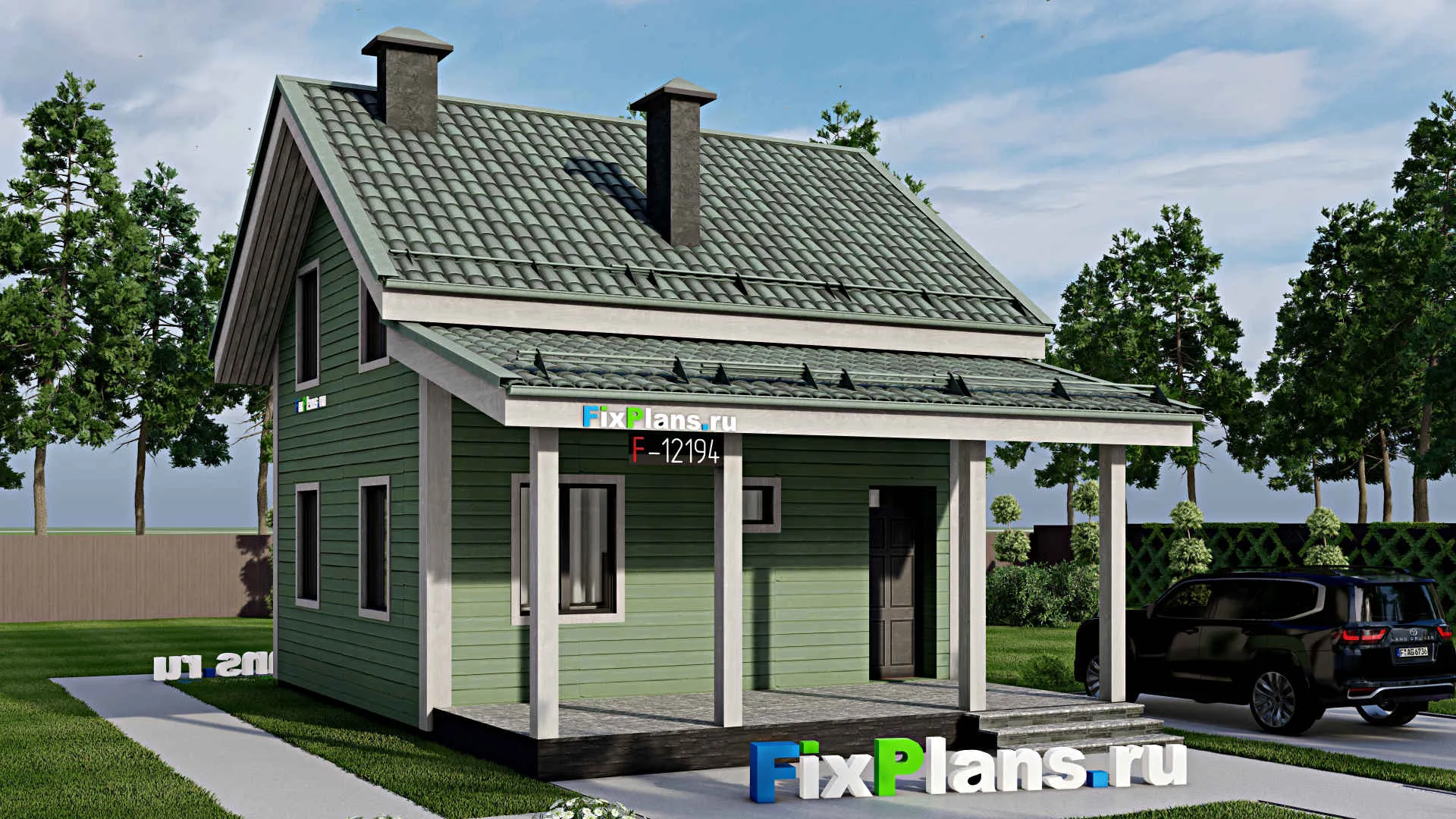 F-12194 - Проект дома с мансардой 7 на 10, площадью 100 м² с 3 спальнями