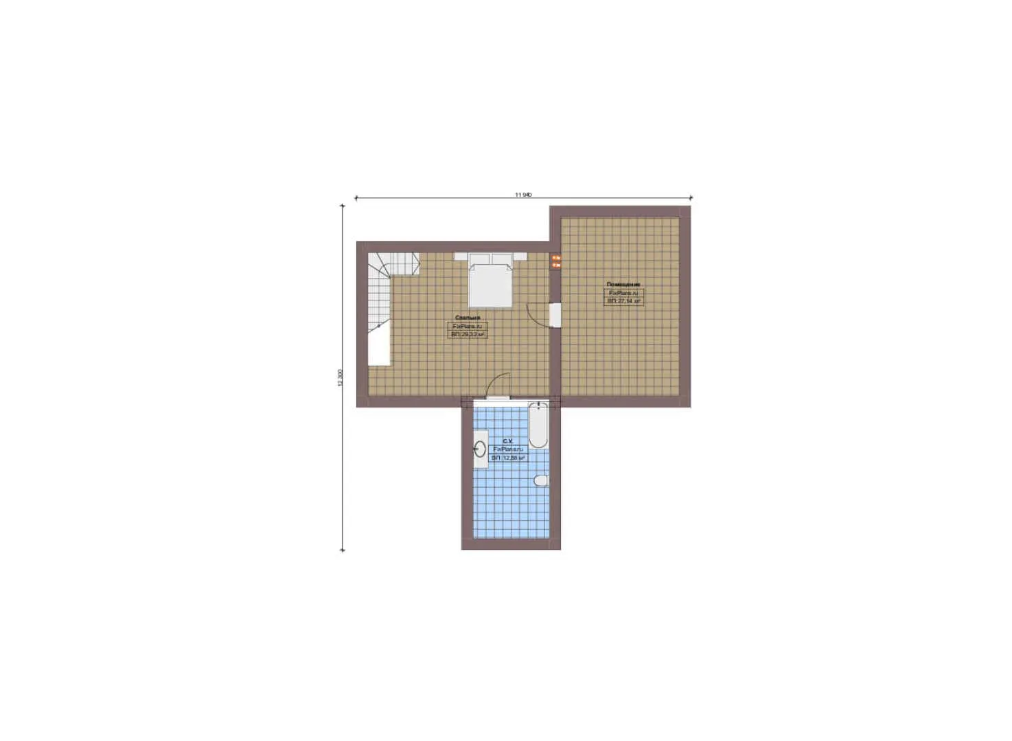 F-19808 - Планы дома с мансардой 22 на 23, площадью 330 м² с террасой, гаражом на 2 машины и 3 спальнями