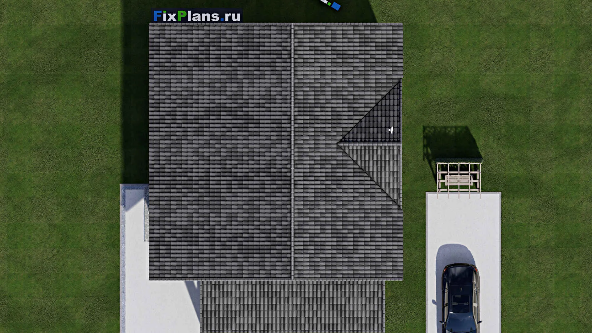 F-1880 - Проект дома с мансардой 12 на 12, площадью 210 м² с террасой и 4 спальнями