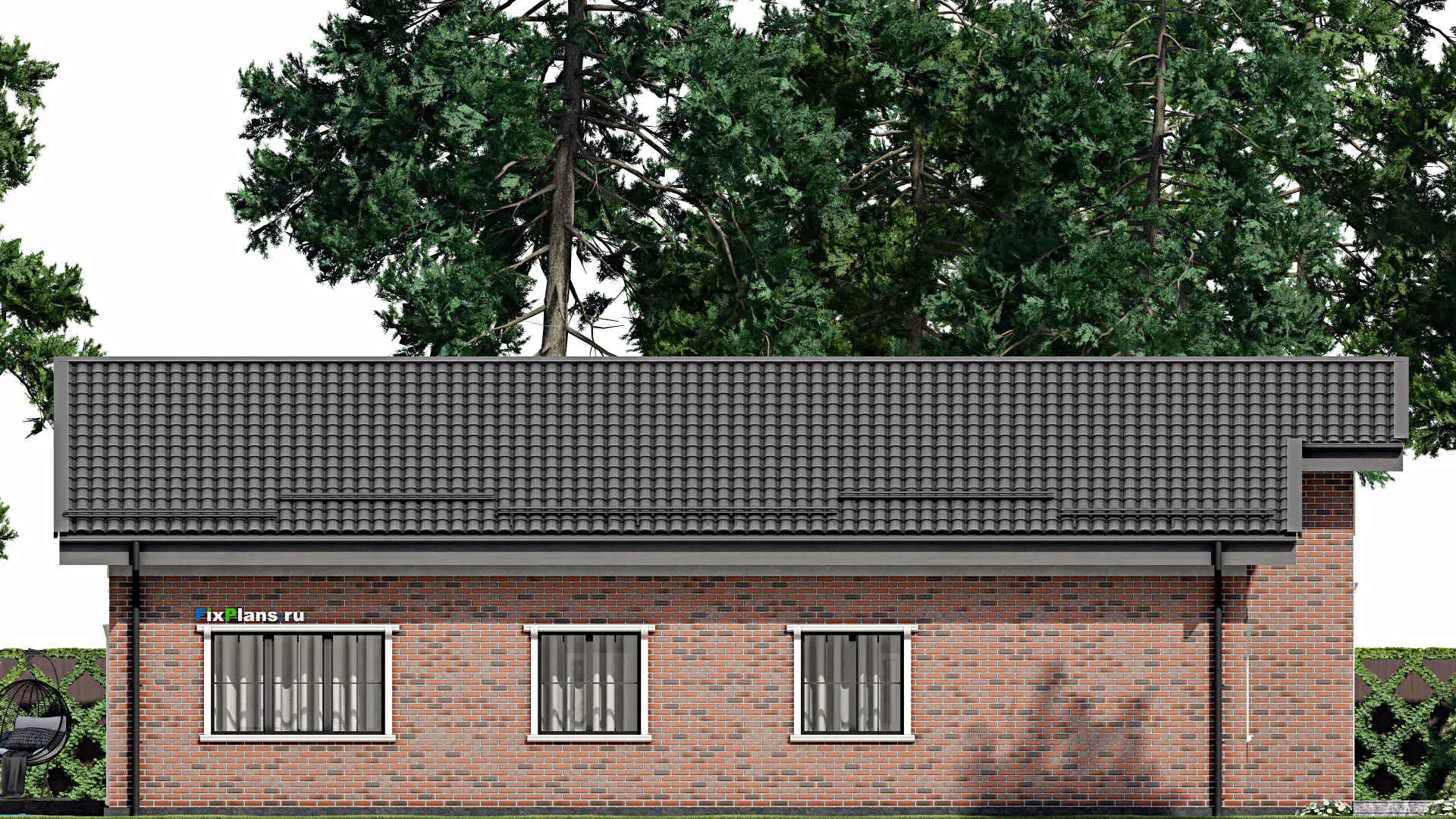 F-2816 - Проект одноэтажного дома 9 на 18, площадью 140 м² с террасой и 3 спальнями