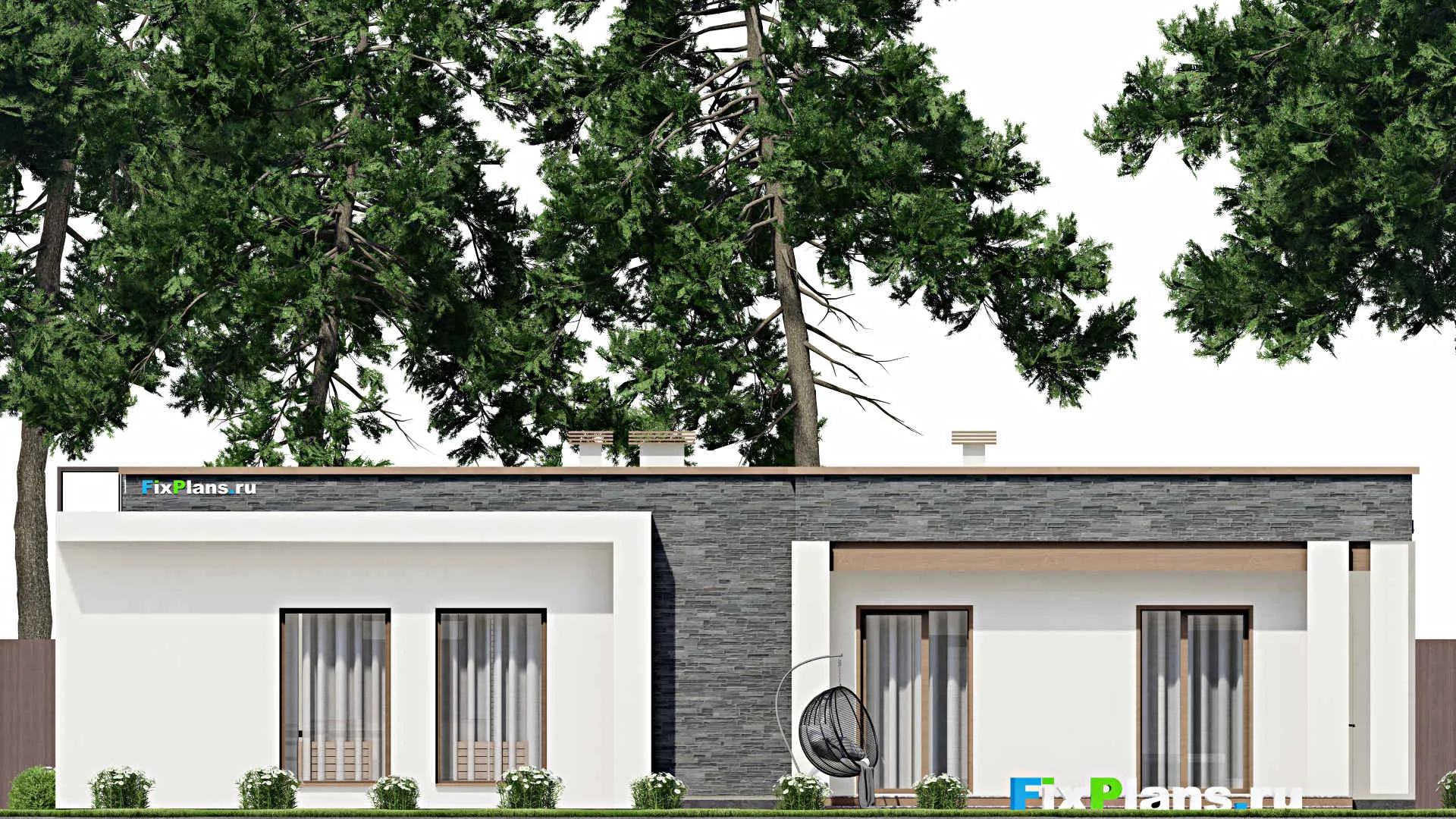 F-9575 - Проект одноэтажного дома 11 на 19, площадью 130 м² с 2 спальнями