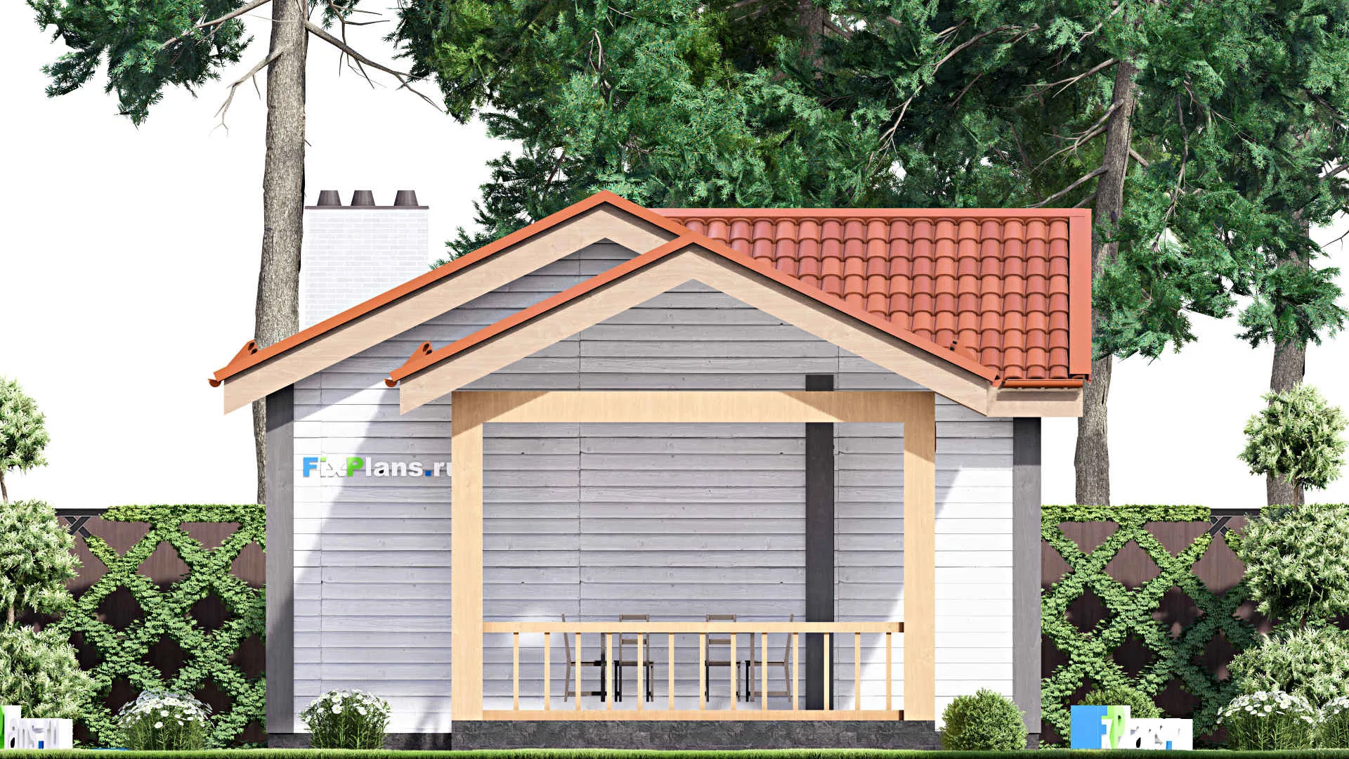 F-15686 - Проект бани 8 на 10, площадью 60 м² с комнатой отдыха