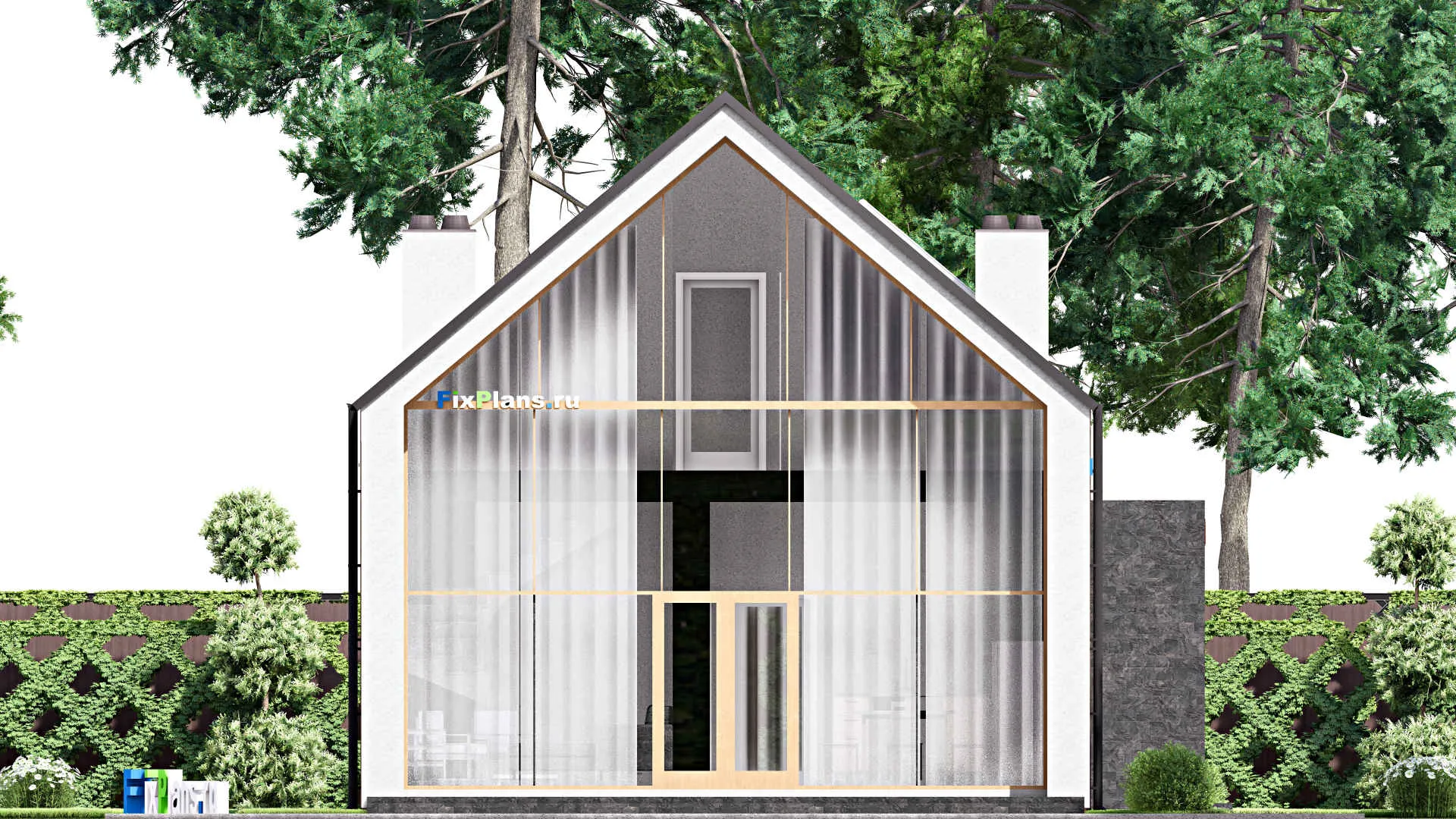 F-16064 - Проект дома с мансардой 10 на 17, площадью 170 м² с террасой и 3 спальнями