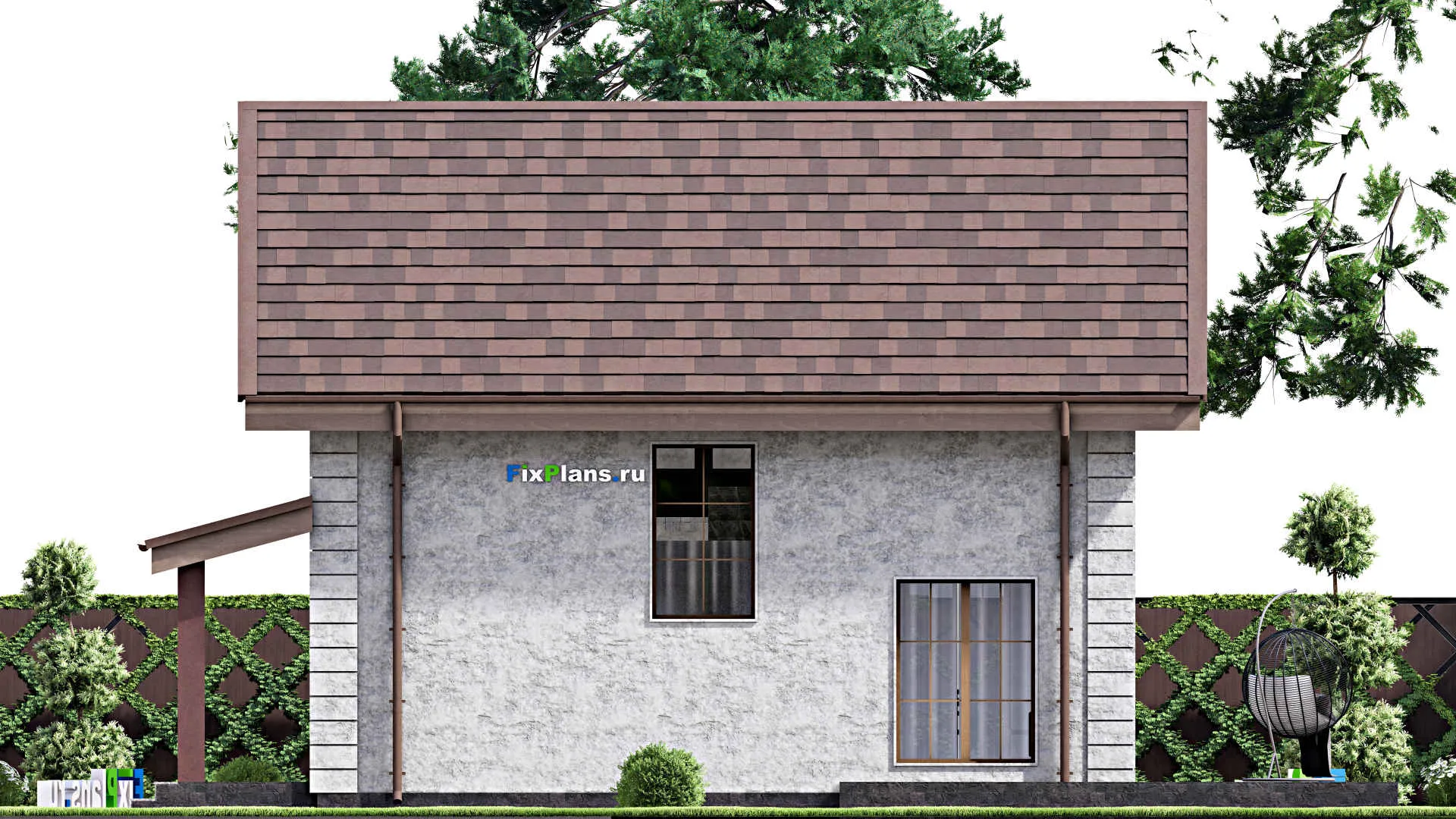 F-14264 - Проект дома с мансардой 11 на 14, площадью 130 м² с террасой и 2 спальнями