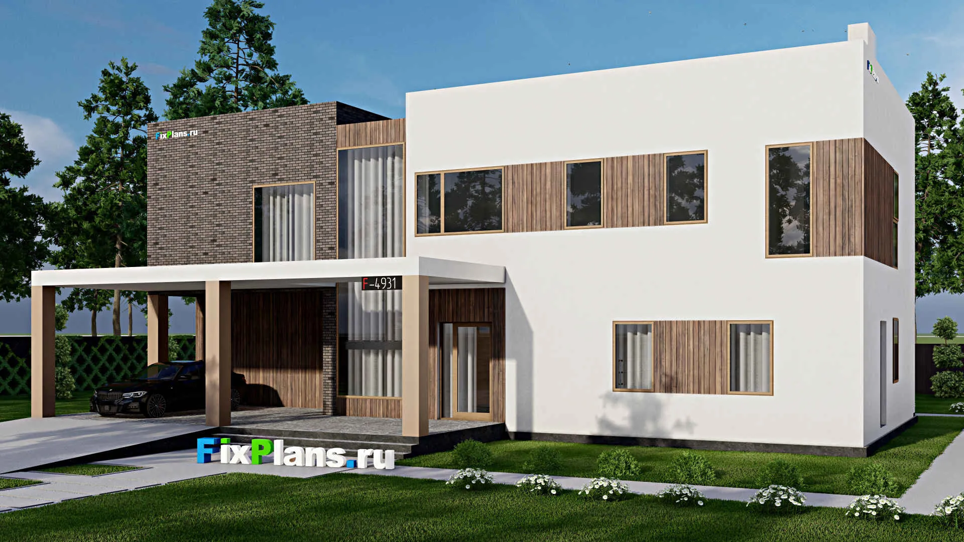 F-4931 - Проект двухэтажного дома 16 на 20, площадью 360 м² с террасой и 4 спальнями