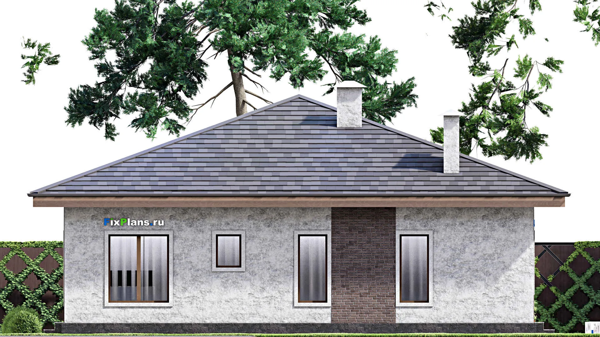 F-13337 - Проект одноэтажного дома 13 на 17, площадью 160 м² с 5 спальнями