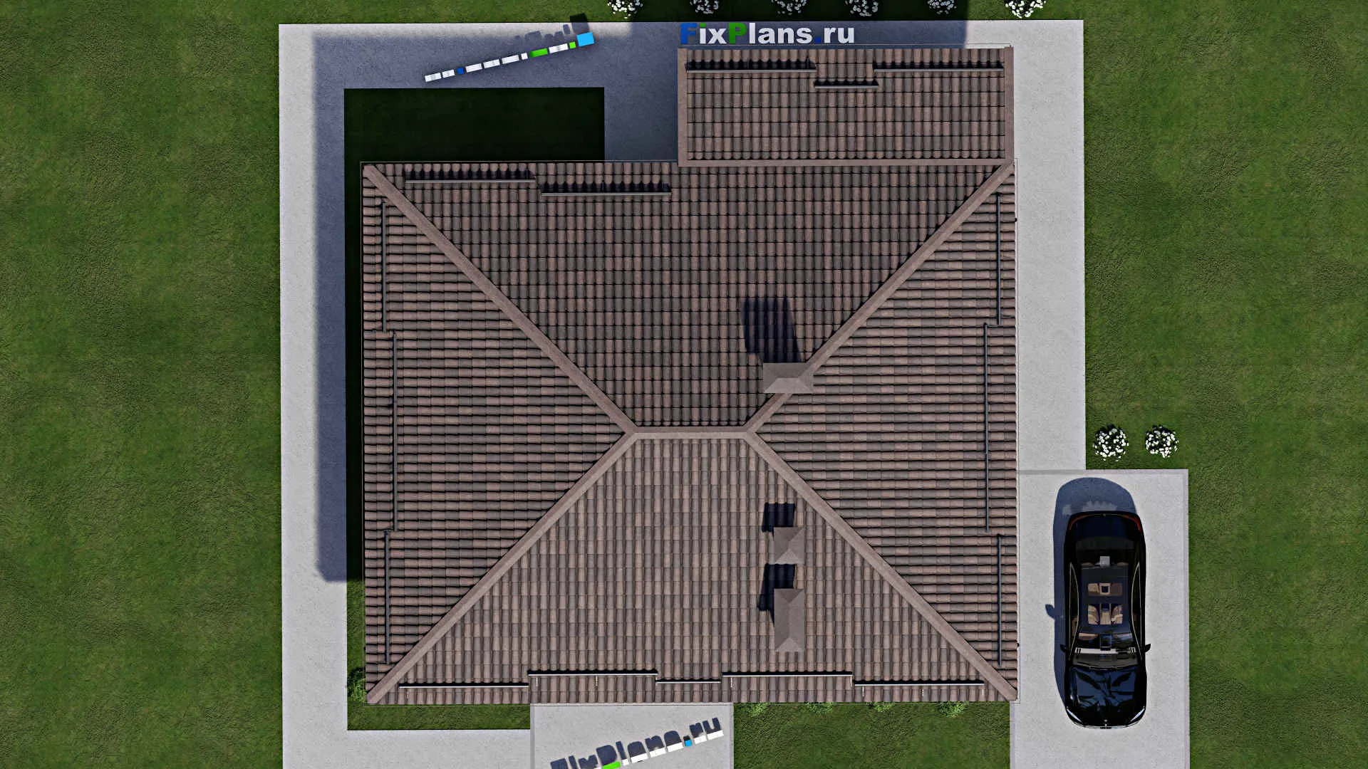 F-6713 - Проект одноэтажного дома 11 на 14, площадью 140 м² с террасой и 3 спальнями