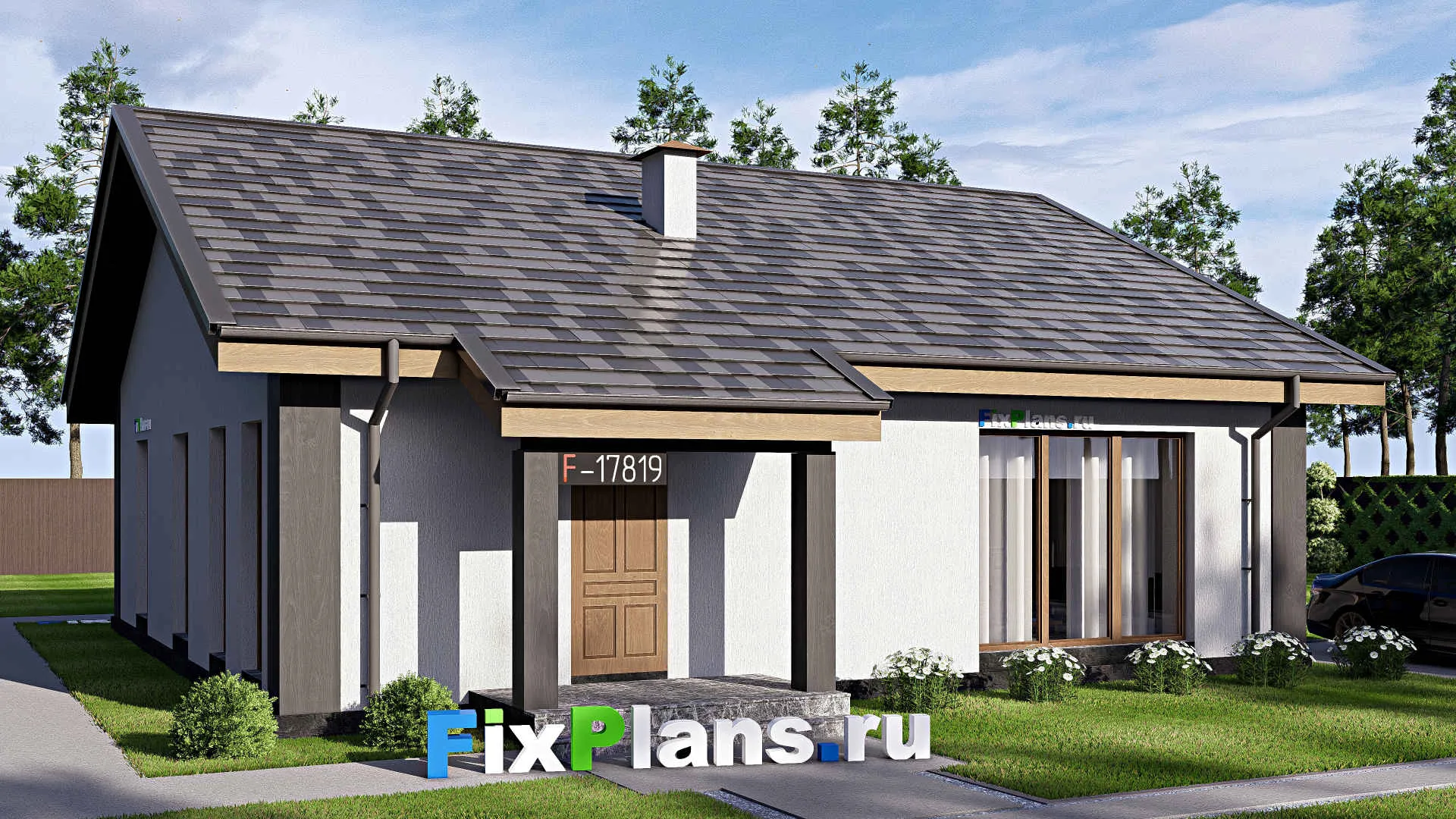 F-17819 - Проект одноэтажного дома 12 на 14, площадью 120 м² с 2 спальнями