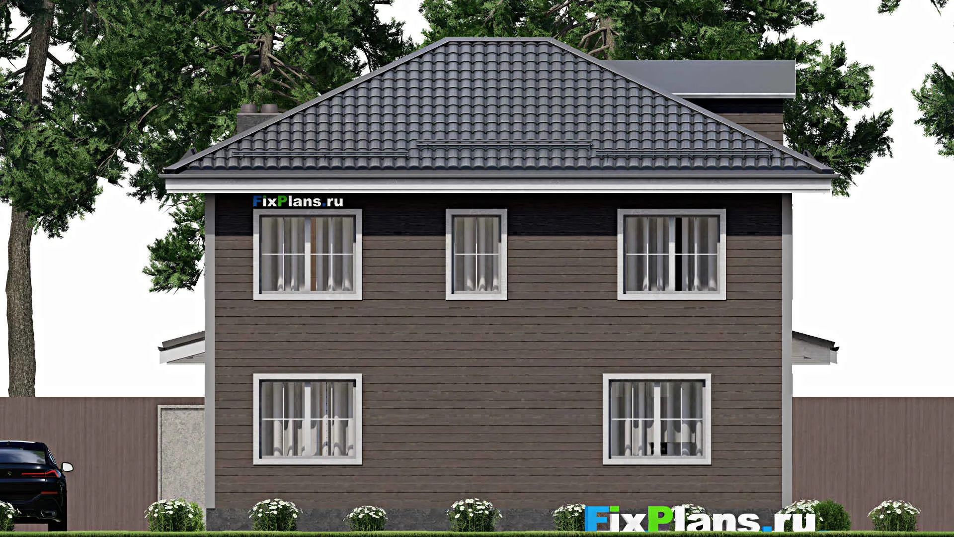 F-3221 - Проект двухэтажного дома 10 на 11, площадью 140 м² с террасой и 3 спальнями