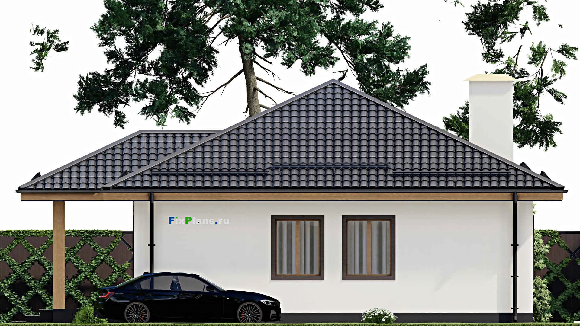 F-4391 - Проект одноэтажного дома 11 на 13, площадью 110 м² с 3 спальнями