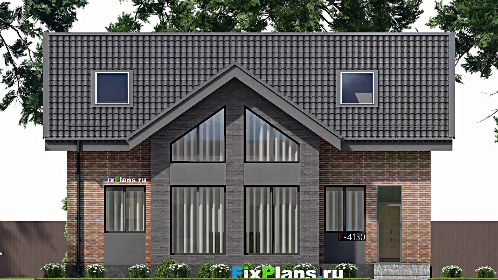 F-4130 - Проект дома с мансардой 12 на 13, площадью 200 м² с 6 спальнями