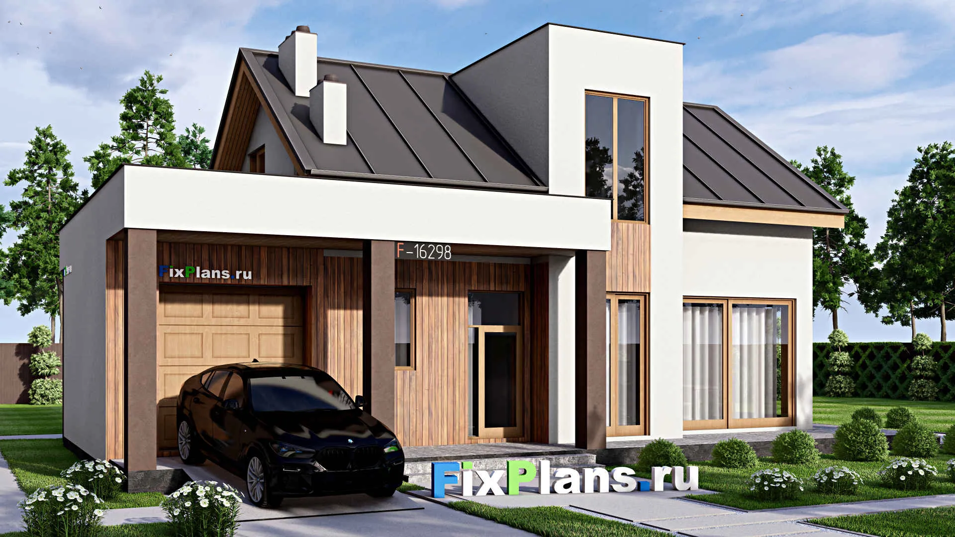 F-16298 - Проект дома с мансардой 10 на 17, площадью 190 м² с 3 спальнями