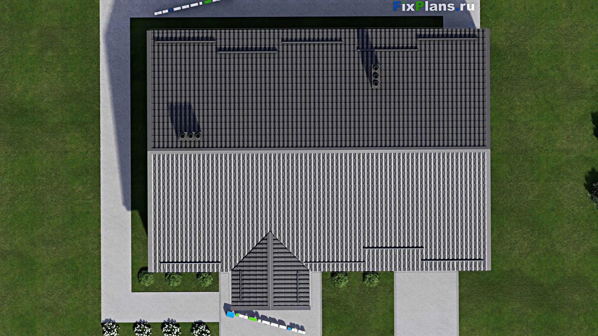 F-0998 - Проект одноэтажного дома 12 на 17, площадью 140 м² с гаражом на 1 машину и 3 спальнями