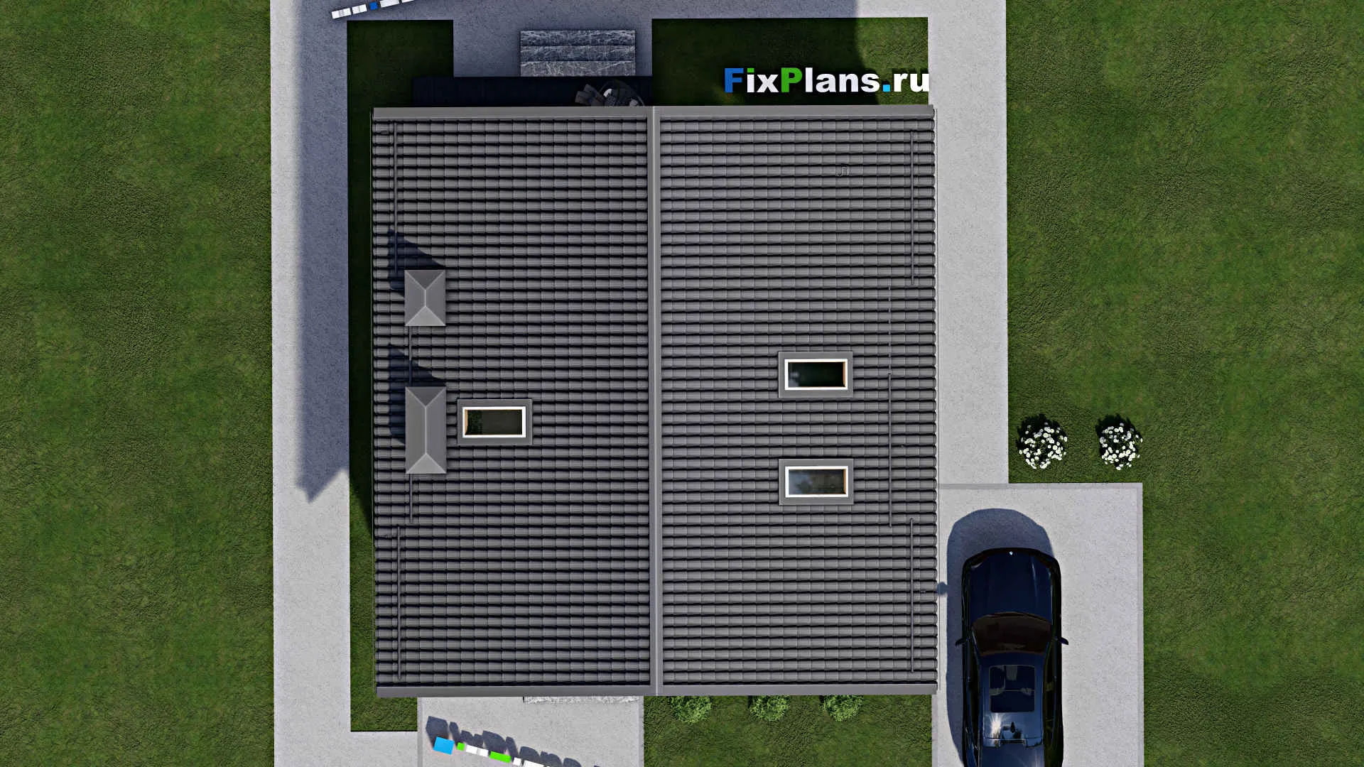 F-3851 - Проект дома с мансардой 10 на 10, площадью 180 м² с террасой, балконом и 4 спальнями